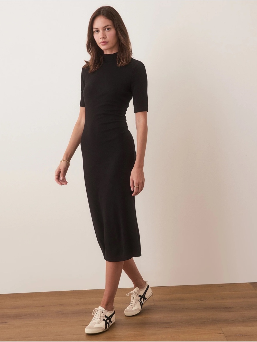 Marine Layer Black Mockneck Short-Sleeve Midi Dress - Picture 3 of 5